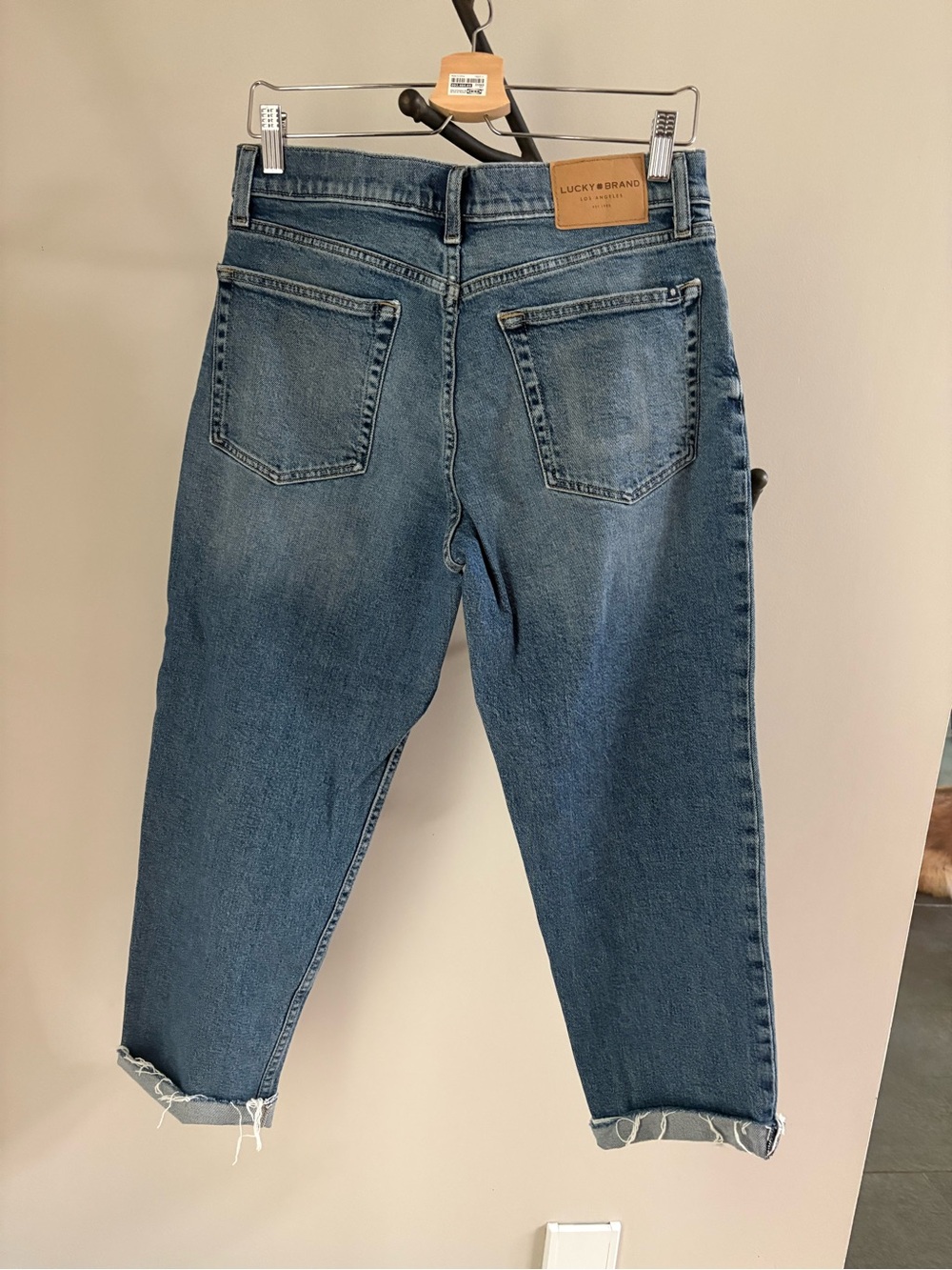 Lucky Brand Women's Medium Blue Boyfriend Jeans with Raw Hem